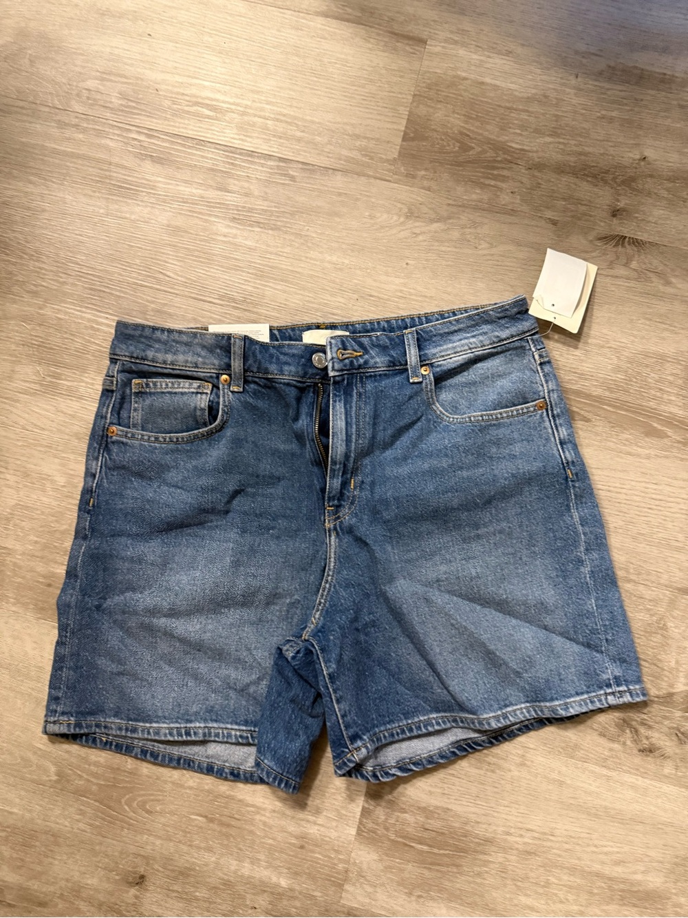 H&M Light Blue Denim Shorts with Contrast Stitching